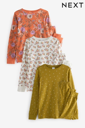 Green/Orange/Cream Floral 3 Pack Snuggle Pyjamas (9mths-8yrs) (M67318) | £28 - £34