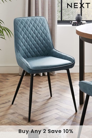 Set of 2 Arona Faux Leather Navy Blue Hamilton Non Arm Dining Chairs (M67548) | £250