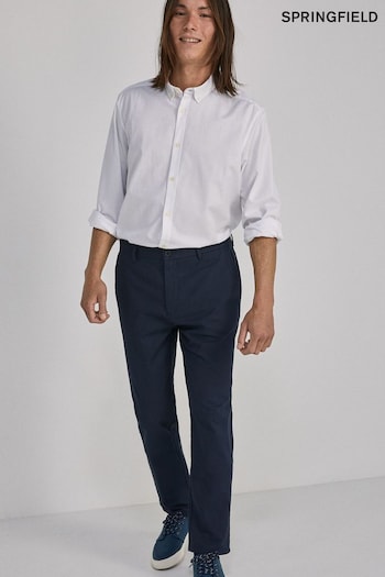 Springfield Blue Textured Two-Tone Formal Chinos (M67574) | £50
