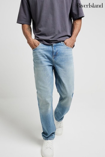 River Island Blue Straight Fit Schnitt Jeans (M67643) | £40
