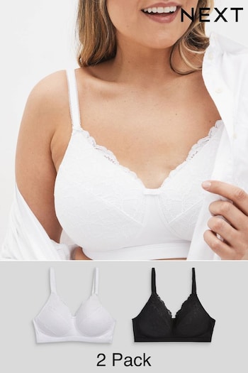Black/White Post Surgery Non Wired Lace Bras 2 Pack (M67718) | £36