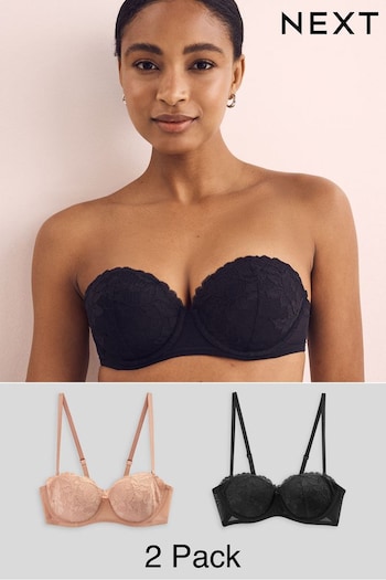 Black/Nude Lace Light Pad Strapless Multiway Bras 2 Pack (M67721) | £29