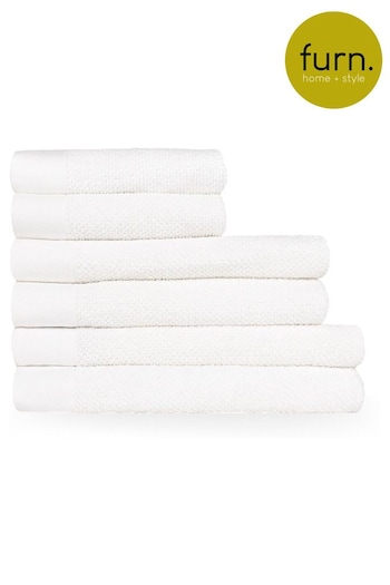 furn. 6 Piece White Textured Towel Bale (M67835) | £64