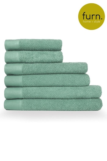 furn. 6 Piece Smoke Green Textured Towel Bale (M67836) | £75