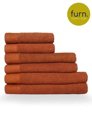 furn. 6 Piece Pecan Brown Textured Towel Bale (M67837) | £64