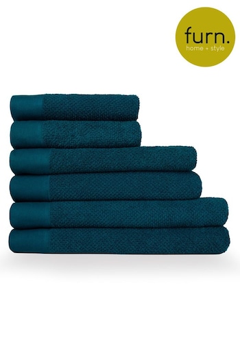furn. 6 Piece Blue Textured Towel Bale (M67841) | £64