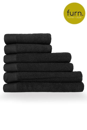 furn. 6 Piece Black Textured Towel Bale (M67843) | £75