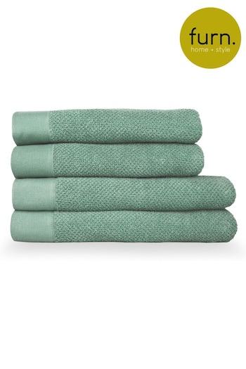 furn. 4 Piece Green Textured Towel Bale (M67846) | £63