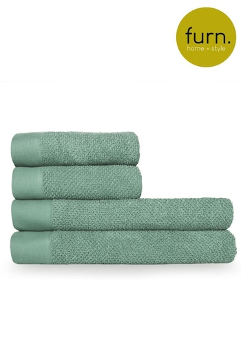 furn. 4 Piece Smoke Green Textured Towel Bale (M67856) | £52