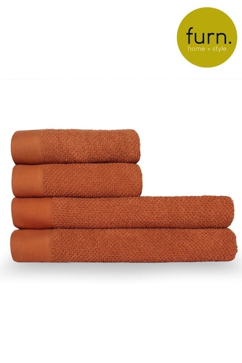 furn. 4 Piece Pecan Brown Textured Towel Bale (M67857) | £52