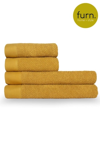 furn. 4 Piece Ochre Yellow Textured Towel Bale (M67858) | £52