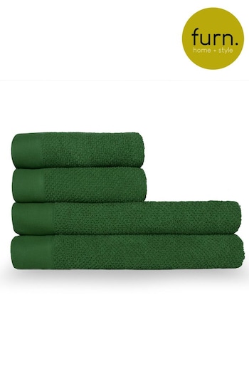 furn. 4 Piece Green Textured Towel Bale (M67859) | £52