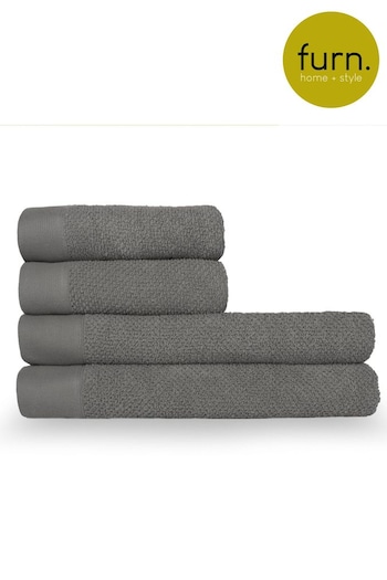 furn. 4 Piece Cool Grey Textured Towel Bale (M67860) | £52