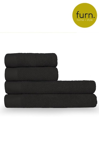 furn. 4 Piece Black Textured Towel Bale (M67863) | £52