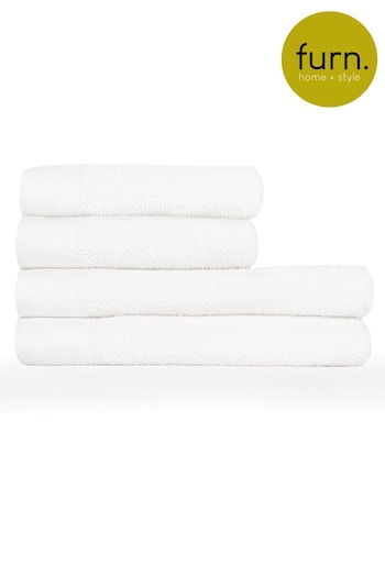 furn. 4 Piece White Textured Towel Bale (M67865) | £36