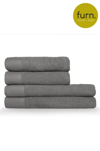 furn. 4 Piece Cool Grey Textured Towel Bale (M67870) | £32