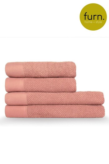 furn. 4 Piece Blush Pink Textured Towel Bale (M67872) | £32
