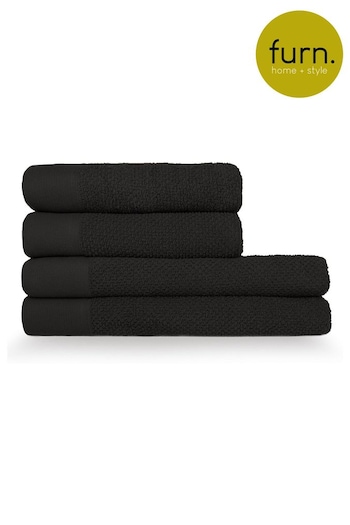 furn. 4 Piece Black Textured Towel Bale (M67873) | £36