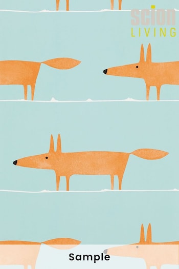 Scion Blue Mr Fox Wallpaper Sample Wallpaper (M67909) | £1
