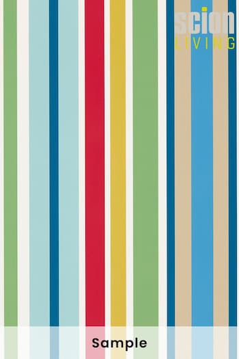 Scion Blue Jelly Tot Stripe Wallpaper Sample Children's Wallpaper (M67929) | £1