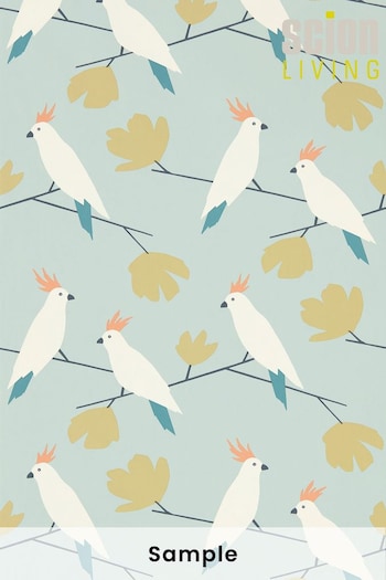 Scion Blue Love Birds Wallpaper Sample Wallpaper (M67977) | £1