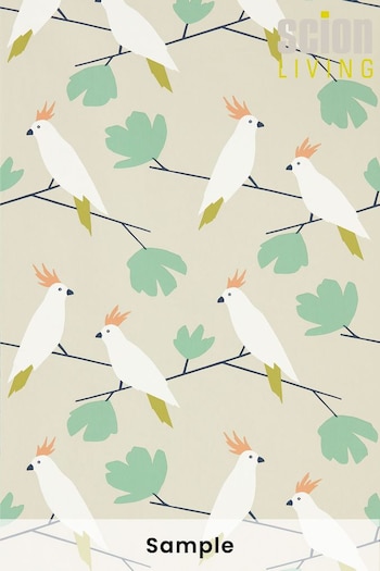 Scion Natural Love Birds Wallpaper Sample Wallpaper (M67978) | £1