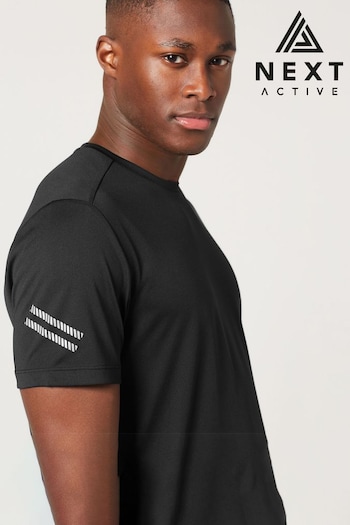 Black Short Sleeve Tee Active Gym & Training T-Shirt (M68202) | £16