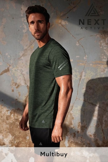 Khaki Green Short Sleeve Tee Active Black Friday Hoodies T-Shirt (M68203) | £16