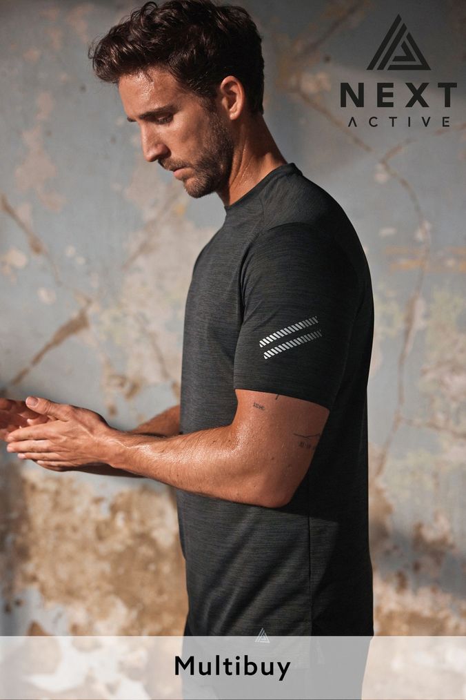 Charcoal Grey Short Sleeve Tee Active Gym & Training T-Shirt (M68208) | £16