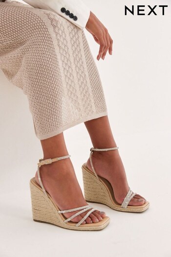 Nude Pink Forever Comfort® Bling Strap High Wedges (M68303) | £52