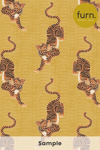 furn. Yellow Tibetan Tiger Tribal Wallpaper Sample Wallpaper (M68719) | £1