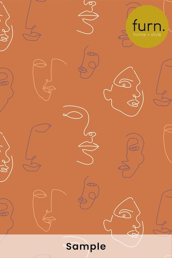 furn. Orange Kindred Abstract Faces Wallpaper (M68877) | £1