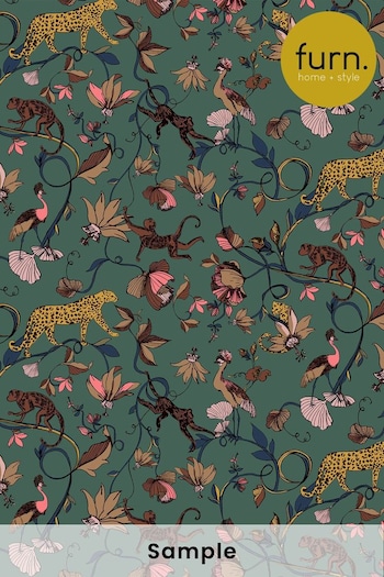 furn. Juniper Green Exotic Wildlings Tropical Wallpaper Sample Wallpaper (M68880) | £1