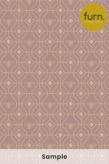furn. Pink Bee Deco Geometric Foiled Wallpaper (M68885) | £1