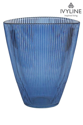 Ivyline Blue Small Ribbed Vase (M68989) | £34