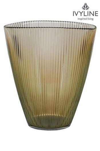 Ivyline Brown Small Ribbed Vase (M68991) | £34