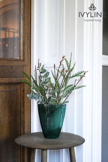 Ivyline Green Christmas Emerald Tall Ribbed Vase (M69003) | £30