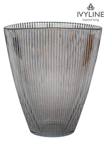 Ivyline Grey Charcoal Ribbed Vase (M69004) | £34
