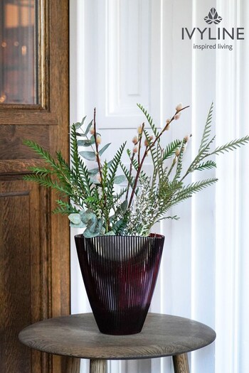 Ivyline Red Christmas Burgundy Tall Ribbed Vase (M69009) | £30