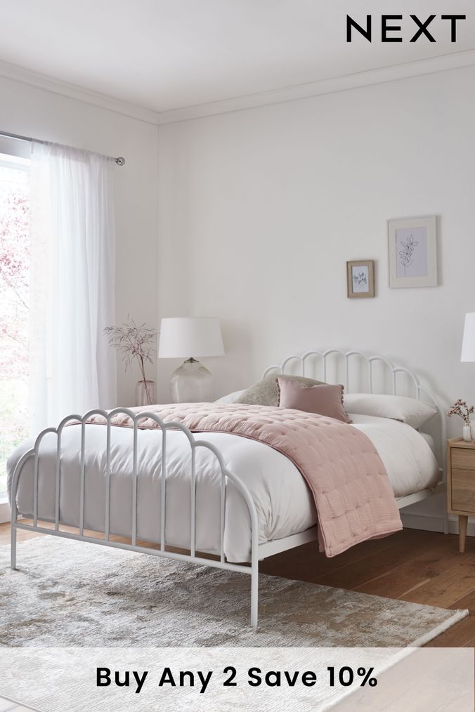 White rustic shop queen bed frame