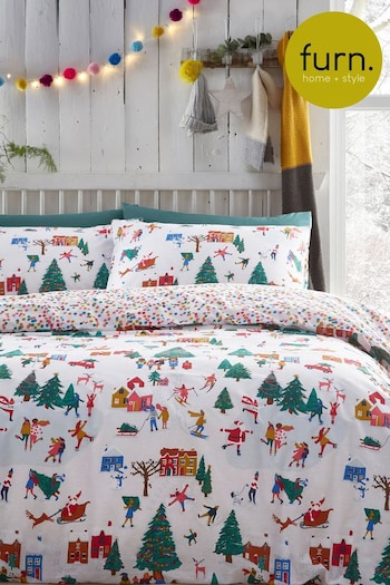 furn. White Christmas Together Festive Reversible Duvet Cover and Pillowcase Set (M69127) | £16 - £34
