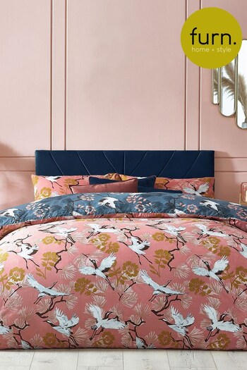 furn. Blush Pink Demoiselle Botanical Reversible Duvet Cover and Pillowcase Set (M69128) | £16 - £34
