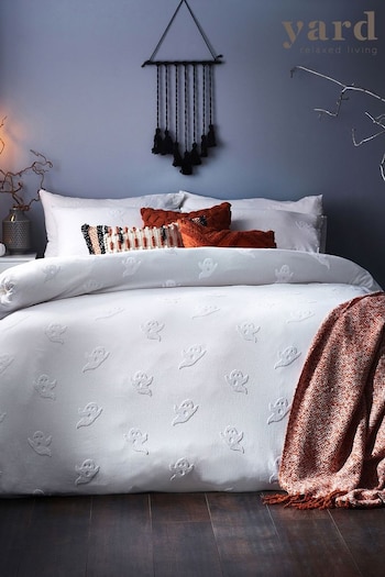 The Linen Yard White Ghost Tufted Cotton Duvet Cover and Pillowcase Set (M69134) | £32 - £60