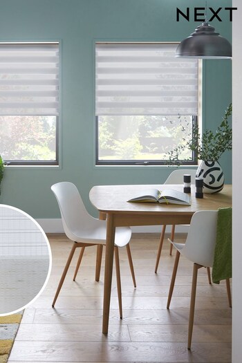 Light Grey Ready Made Woven Day And Night Zebra Roller Blinds (M69346) | £26 - £36