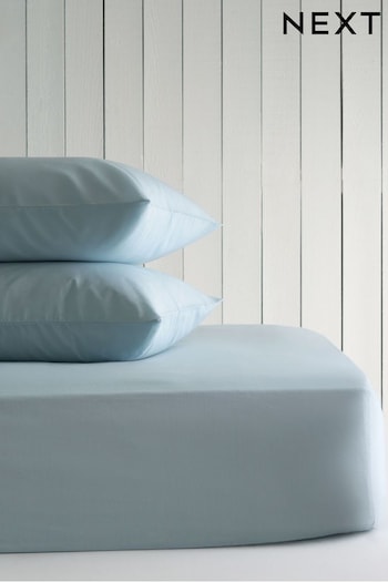 Soft Blue Cotton Rich Deep Fitted Sheet (M69585) | £14 - £21