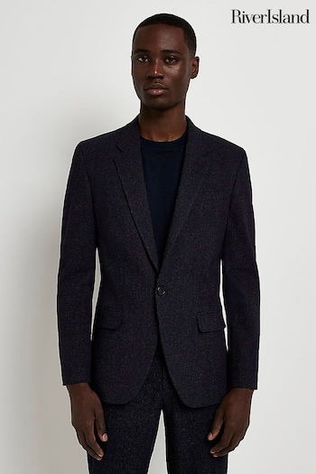 River Island Slim Blue Speckled Suit: Jacket (M6A236) | £95