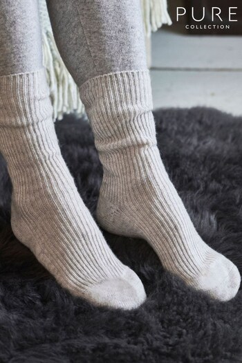 Pure Collection Grey Cashmere Bed Socks (M70143) | £40
