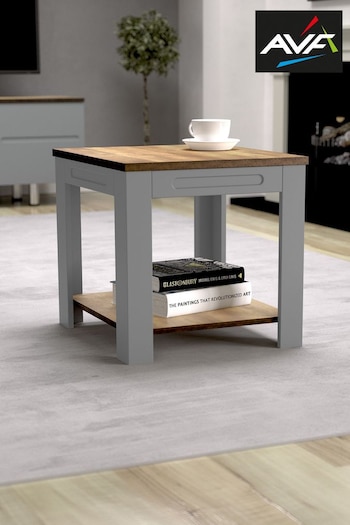 AVF Grey Whitesands Rustic Wood Effect Side Table (M70228) | £90