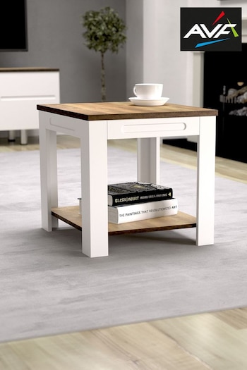 AVF White Whitesands Rustic Wood Effect Side Table (M70229) | £90