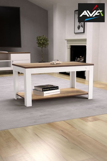 AVF White Whitesands Rustic Wood Effect Coffee Table (M70231) | £120